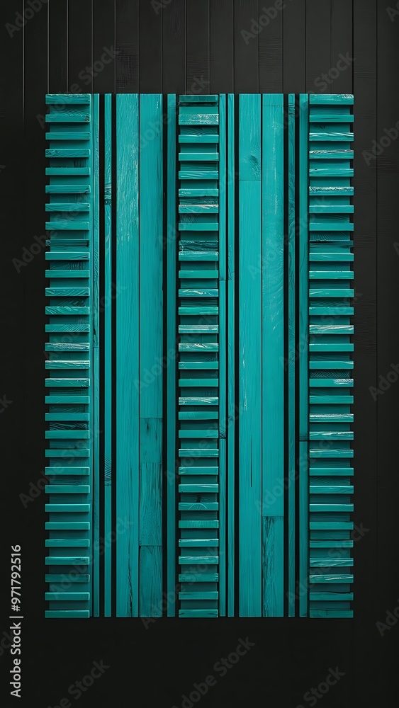 Obraz premium Turquoise striped wooden background on black