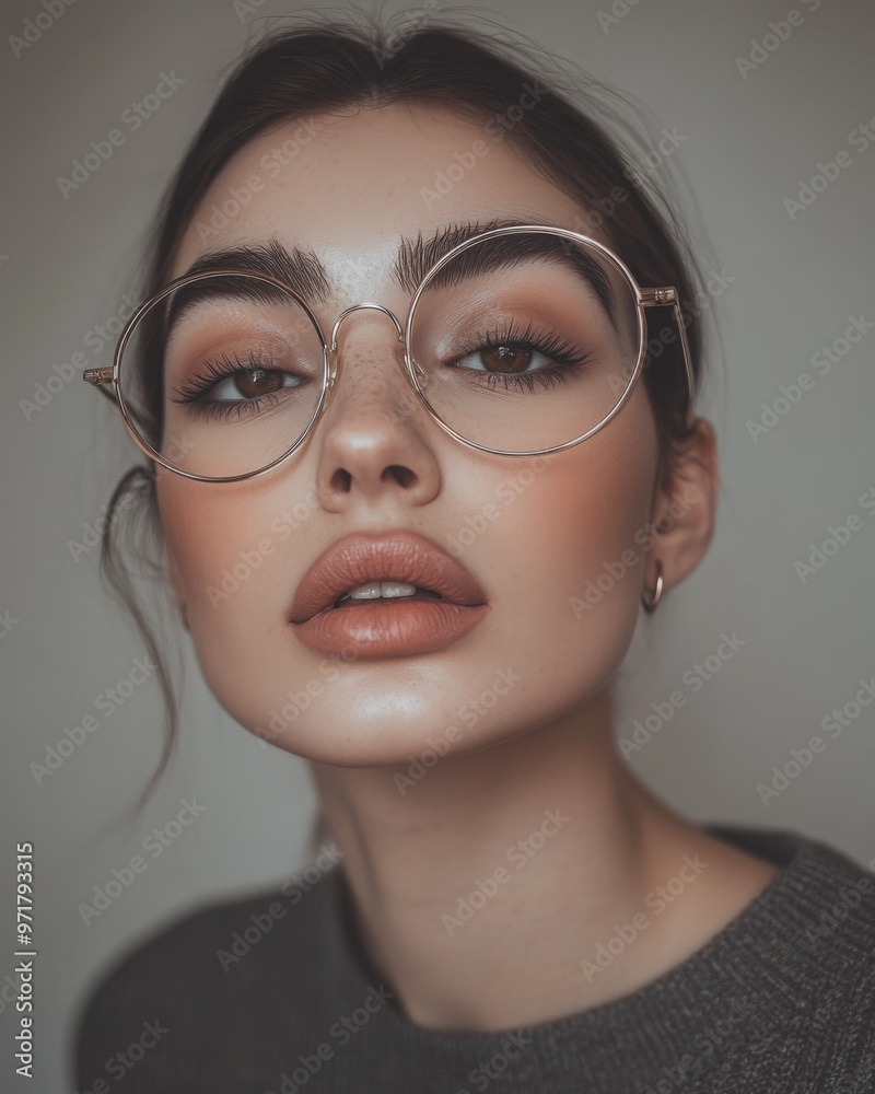 Glamorous Close-Up of Fashion Model with Bold Lips Glamorous Close-Up of Fashion Model with Bold Lips