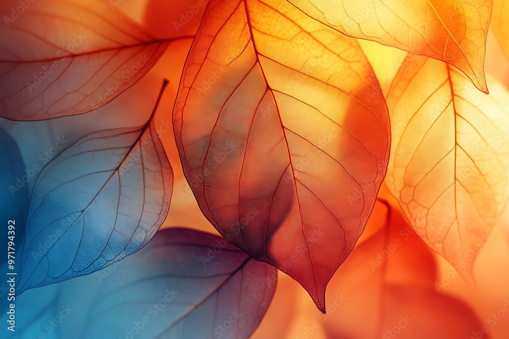 Fototapeta premium Abstract Earthy Tone Leaf Silhouettes in a Peaceful Fall Scene