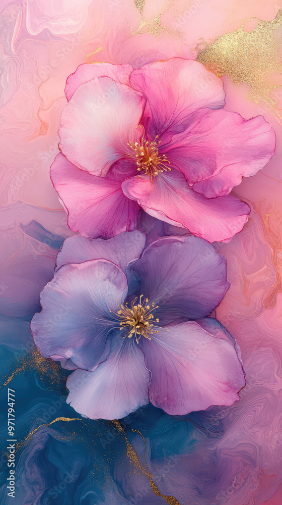 water color pink flowers illustration dreamy and blurry water color pink flowers illustration dreamy and blurry