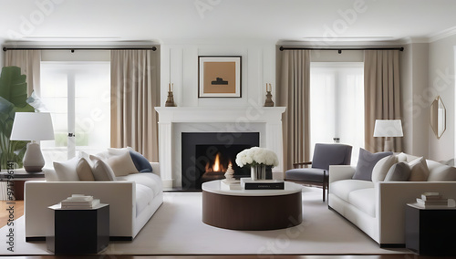 Wallpaper Mural traditional living room large fireplace ornate furniture heavy drapes Torontodigital.ca