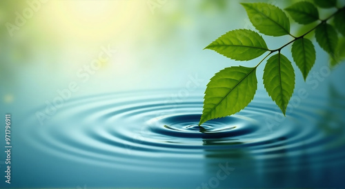 green leaf with water drops