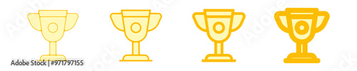 ensemble picto icones premier coupe trophee podium premiere place medaille honneur recompense vainqueur prix or jaune