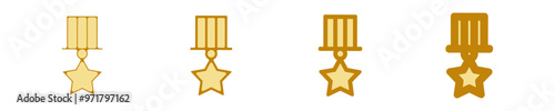 ensemble picto icones premier premiere place medaille honneur recompense vainqueur prix or jaune