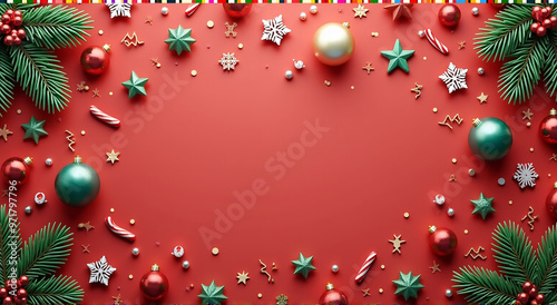 christmas background with branches and balls