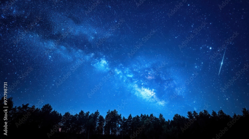 Naklejka premium Milky Way Over Forest