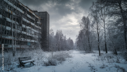 Chernobyl disaster, Chernobyl, apocalyptic photo, Chernobyl nuclear power plant after the catastrophe, abandoned buildings