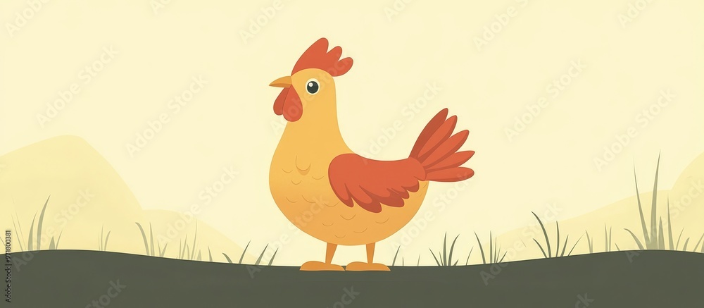 Naklejka premium A simple illustration featuring a chicken