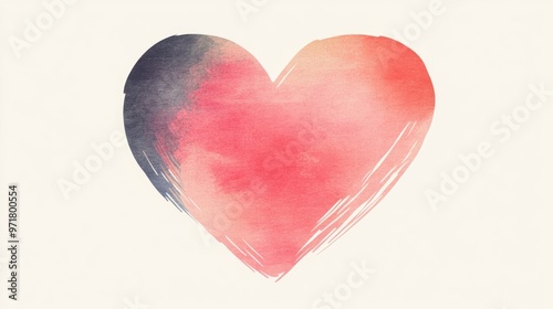 Isolated hand drawn pastel heart on a white background illustrating a flat heart symbol Graphic design representation of love suitable for Valentine s Day themes
