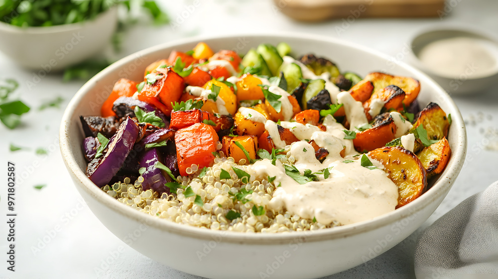 Vibrant Gluten-Free Lunch Bowl with Quinoa and Vegetables Vibrant Gluten-Free Lunch Bowl with Quinoa and Vegetables