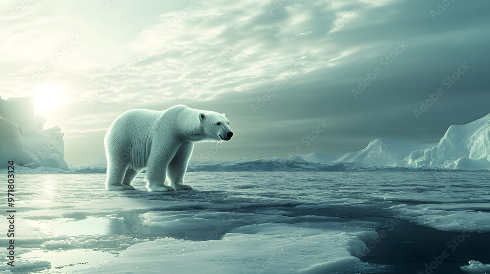 Polar Bear on Floating Ice Sheet in the Arctic Polar Bear on Floating Ice Sheet in the Arctic