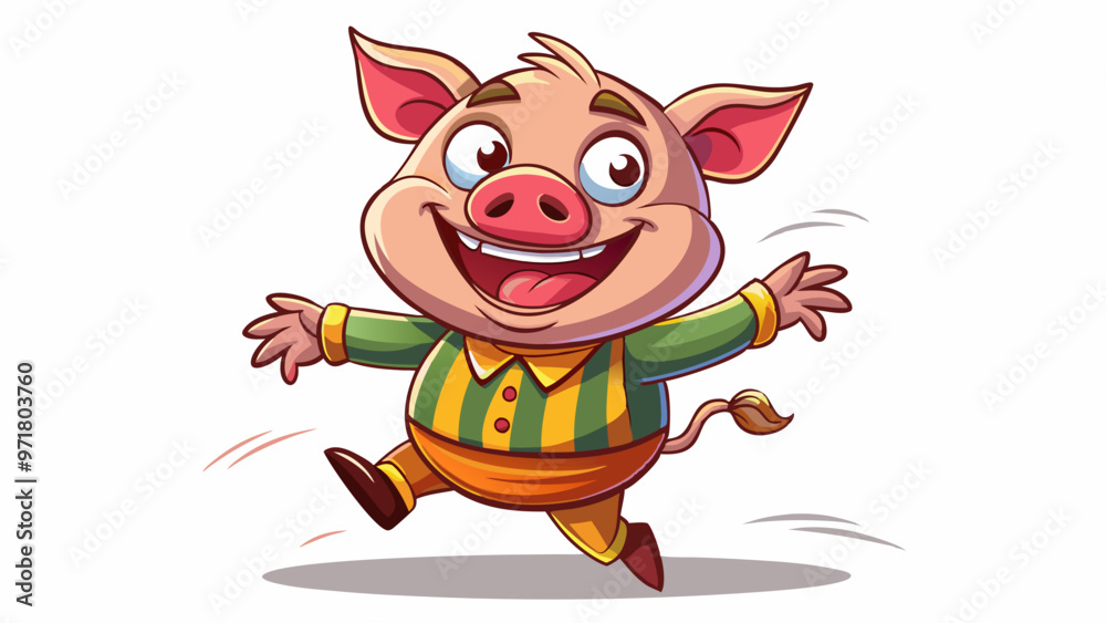 cartoon character pig, full-length front view cartoon character pig, full-length front view