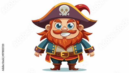 cartoon plump pirate character, full length front view