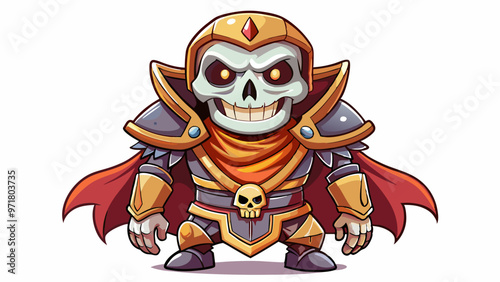 evil cartoon skeleton magician character, full length front view