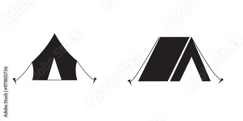 Tourist tent icon vector, simple flat black trendy style illustration