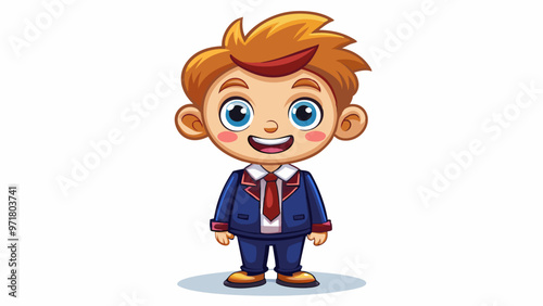 cartoon schoolboy wearing a blue school suit