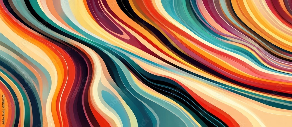 Colorful warped lines 2d background Modern abstract design featuring multicolored stripes and a surreal curly texture Colorful warped lines 2d background Modern abstract design featuring multicolored stripes and a surreal curly texture