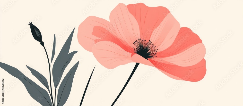 Close Up Of Large Pink Flower Floral Background With Stems Close Up Of Large Pink Flower Floral Background With Stems