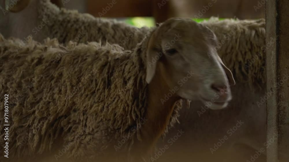 full of sheeps in a farm, white and fluffy bred in malaysia
