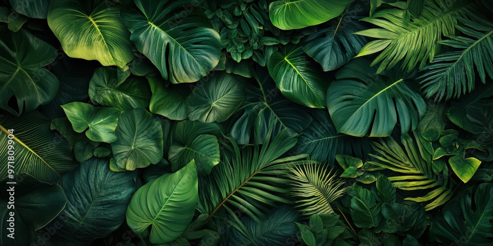 Dense Tropical Leaves with Dark and Moody Lighting Dense Tropical Leaves with Dark and Moody Lighting