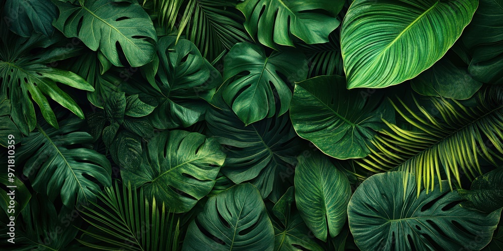 Dense Tropical Leaves with Dark and Moody Lighting Dense Tropical Leaves with Dark and Moody Lighting