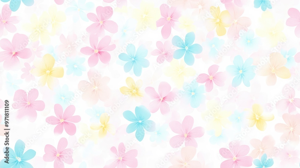 Seamless pattern of small daisies with a paper like pastel hand drawn texture Seamless pattern of small daisies with a paper like pastel hand drawn texture