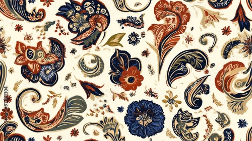 Wallpaper Mural Seamless pattern of paisley and vintage floral designs featuring an ethnic inspired background Torontodigital.ca