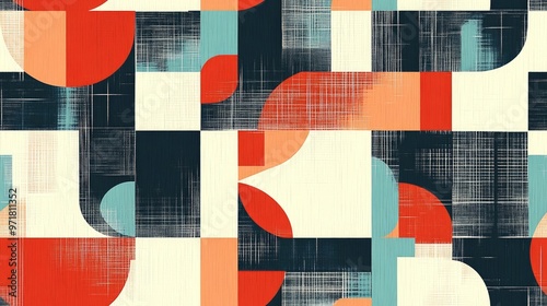 Seamless abstract geometric pattern featuring a mosaic texture and halftone brushwork suitable for wallpaper textiles invitation cards wrapping and web page backgrounds