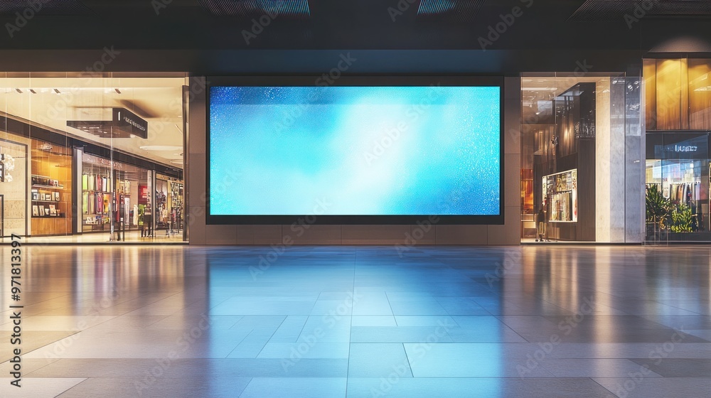 Blank Digital Billboard in a Modern Shopping Mall