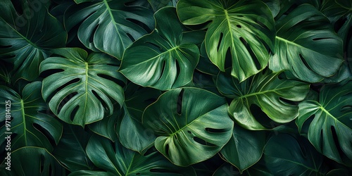 Dense Tropical Leaves with Dark and Moody Lighting