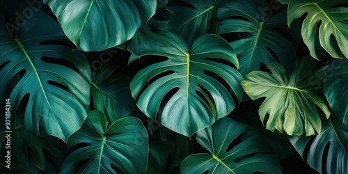 Wallpaper Mural Dense Tropical Leaves with Dark and Moody Lighting Torontodigital.ca