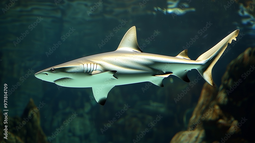 Obraz premium Carcharhinus melanopterus - blacktip reef shark.