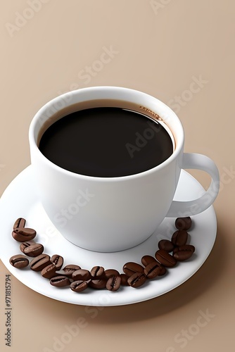 Coffee cup with coffee beans