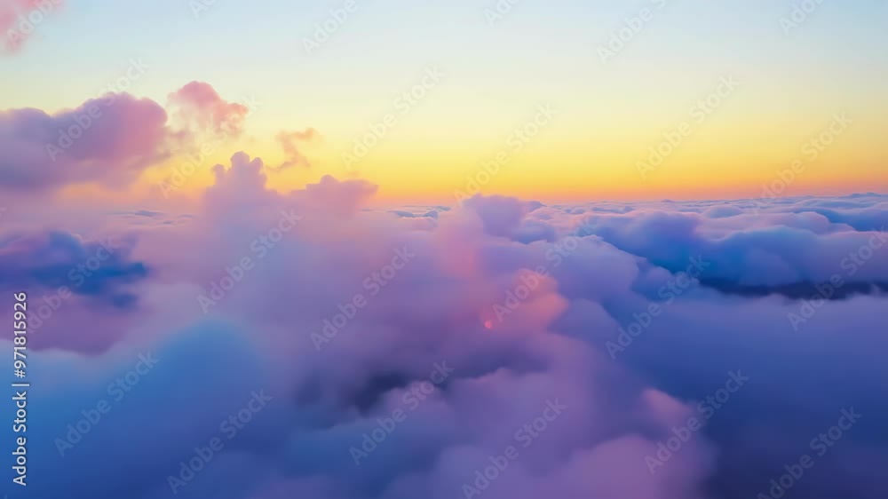Stunning Twilight Sky with Colorful Clouds Capturing the Beauty of Nature, Iridescent Pastel Hues, and Serene Atmosphere Stunning Twilight Sky with Colorful Clouds Capturing the Beauty of Nature, Iridescent Pastel Hues, and Serene Atmosphere
