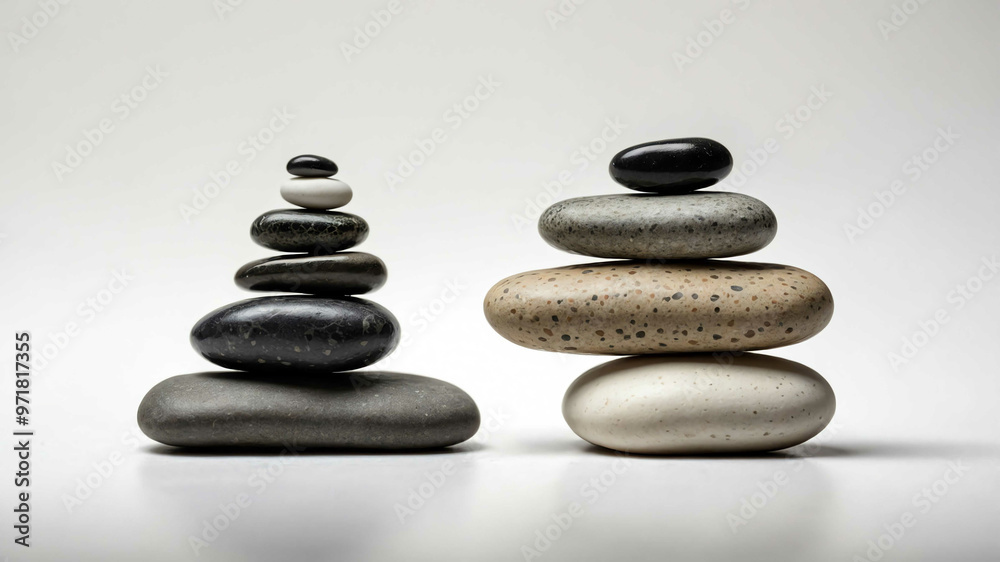 Pebble stack with plain white background