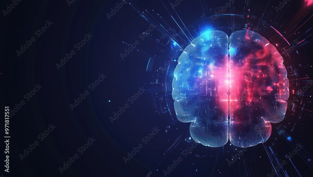 Obraz premium Digital Brain, Neural Network, Artificial Intelligence