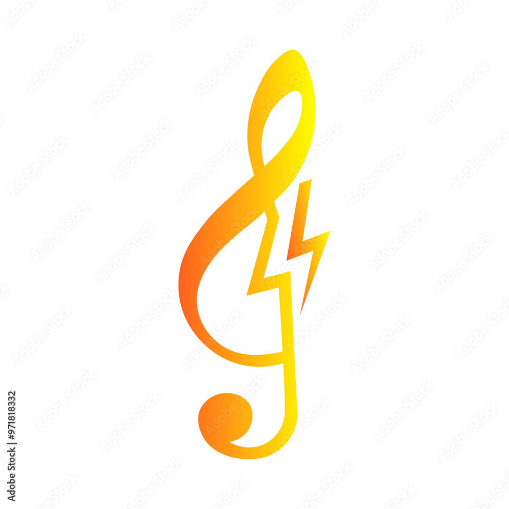 Music key with lightning bolt, musical note icon vector illustration. Music key with lightning bolt, musical note icon vector illustration.