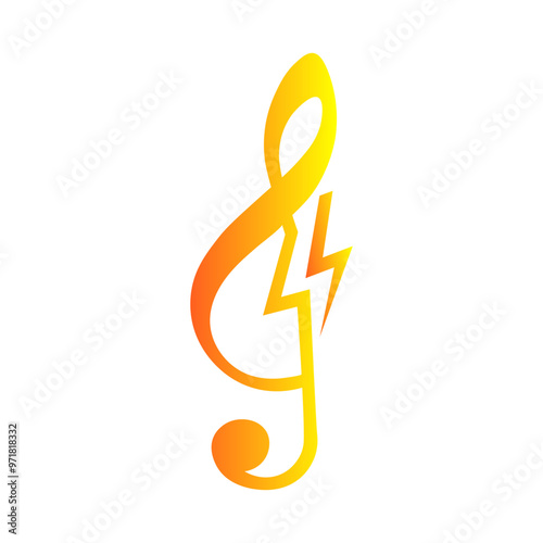 Music key with lightning bolt, musical note icon vector illustration.