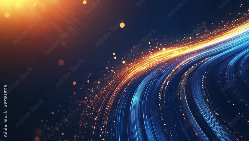 Naklejka premium Abstract Light Trails with Glowing Particles