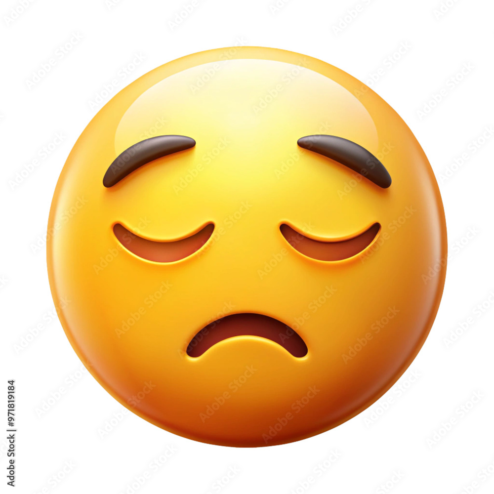 Sad Emoji Face Depicting Sorrow and Disappointment on Transparent Background Sad Emoji Face Depicting Sorrow and Disappointment on Transparent Background