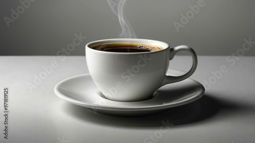 Plain white coffee cup with plain background