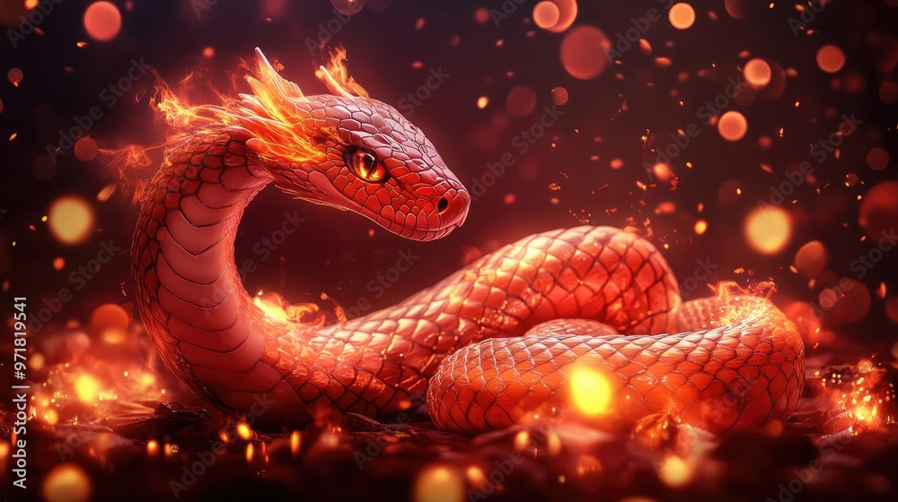 Happy Chinese New Year 2025 the snake zodiac on colored background with a flower, a lantern, and Asian elements. (Translation: Happy Chinese New Year 2025 the snake zodiac) Happy Chinese New Year 2025 the snake zodiac on colored background with a flower, a lantern, and Asian elements. (Translation: Happy Chinese New Year 2025 the snake zodiac)