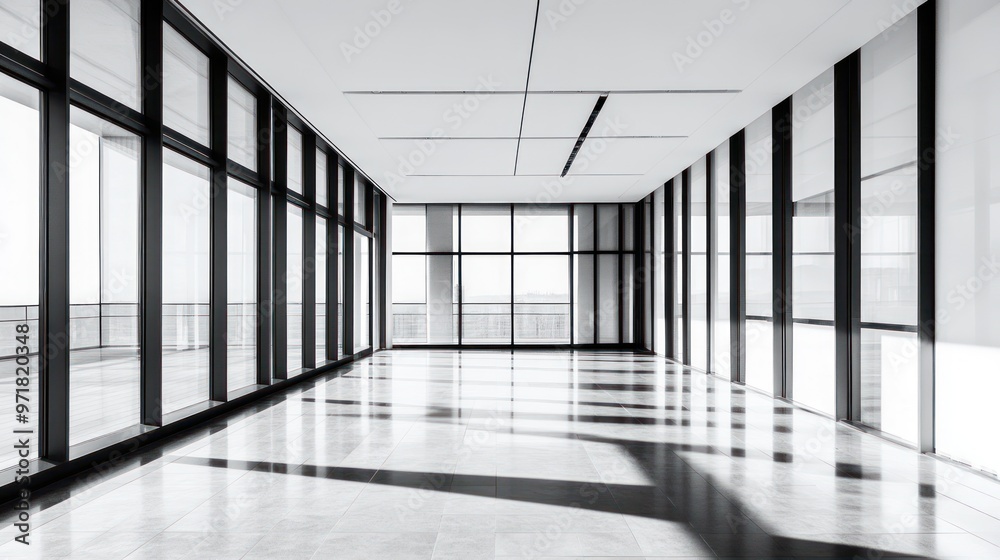 Modern Office Interior with Large Windows Modern Office Interior with Large Windows
