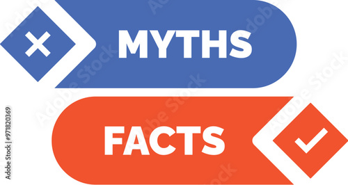 Two buttons showing the difference between facts and myths, one being correct and the other incorrect