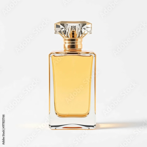 square perfume bottle isolated on white