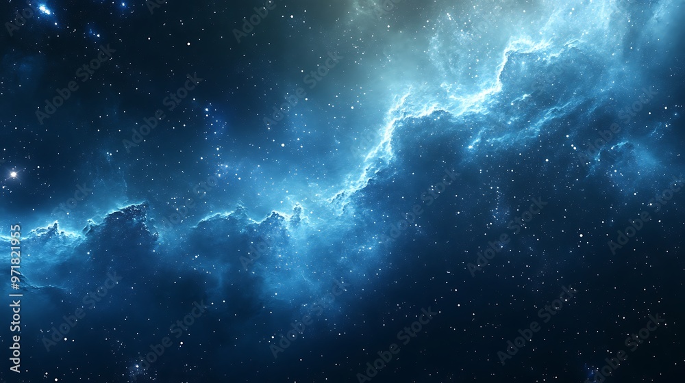 Fototapeta premium Abstract Cosmic Nebula with Blue and White Colors