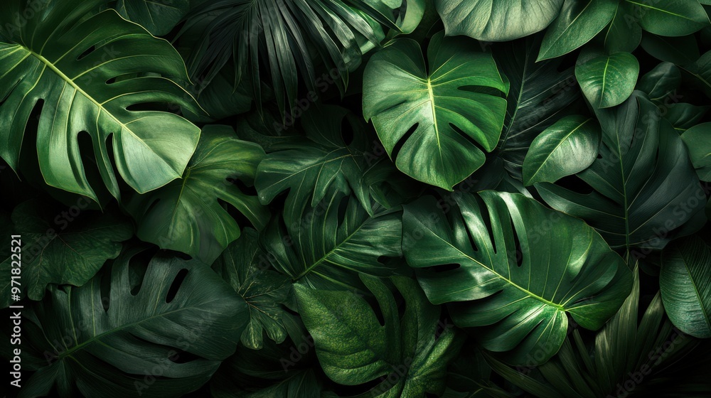 Dense Tropical Leaves with Dark and Moody Lighting Dense Tropical Leaves with Dark and Moody Lighting