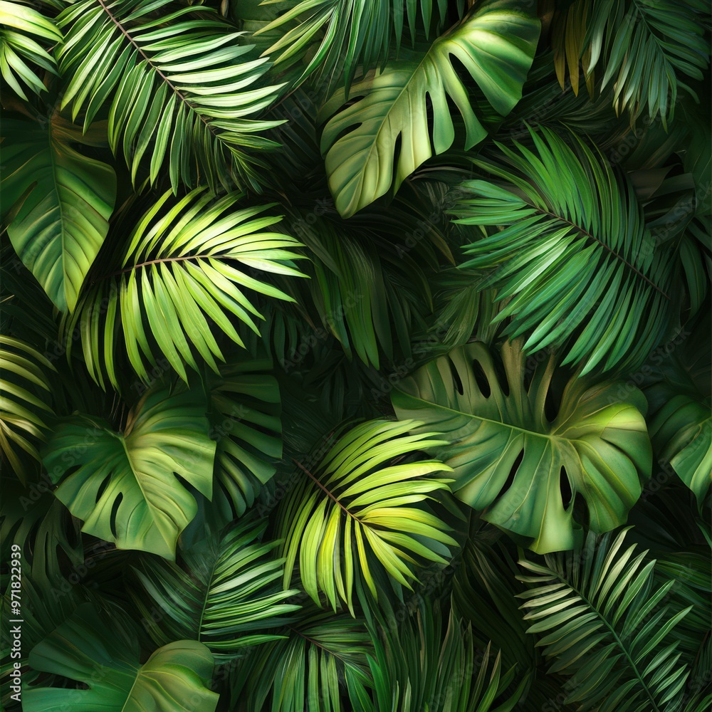 Dense Tropical Leaves with Dark and Moody Lighting Dense Tropical Leaves with Dark and Moody Lighting