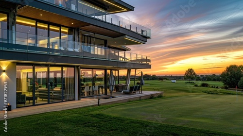 Modern House with Sunset Golf Course View