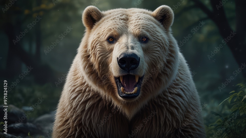 Obraz premium realistic illustration of a bear in the forest